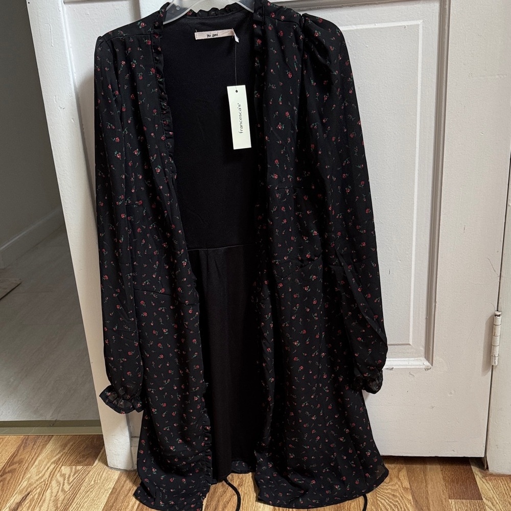 Black rose Long Sleeve Dress